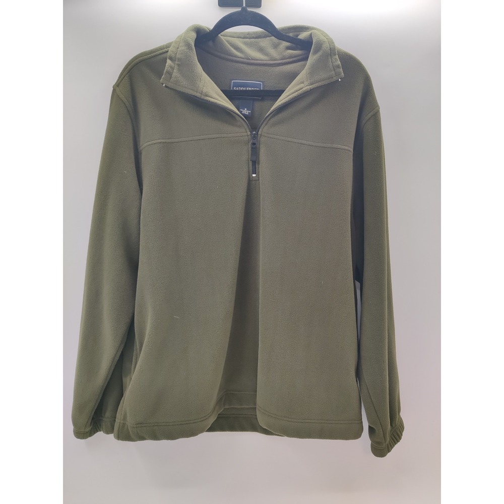 Saddlebred Mens Olive Green Quarter Zip Fleece Pullover Jacket Size M